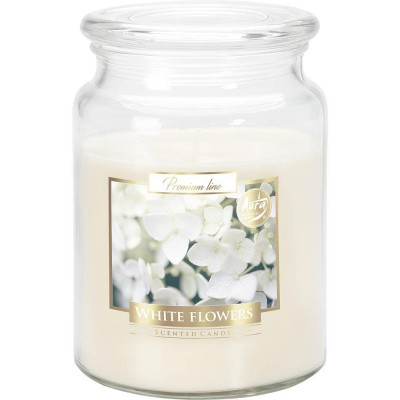Duża Świeca Zapachowa w Szkle z Wieczkiem White Flowers Białe Kwiaty  - 1