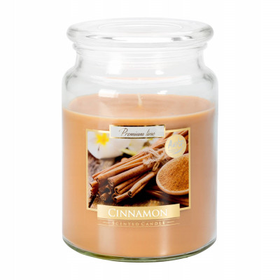 Duża Świeca Zapachowa w Szkle z Wieczkiem Cinnamon Cynamon