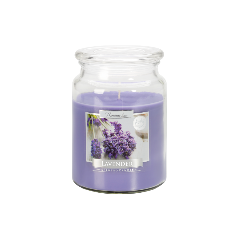 Duża Świeca Zapachowa w Szkle z Wieczkiem Lavender Lawenda Bispol - 1