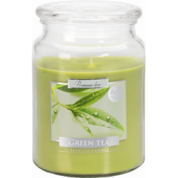 Duża Świeca Zapachowa w Szkle z Wieczkiem Gree Tea Zielona Herbata Bispol - 1