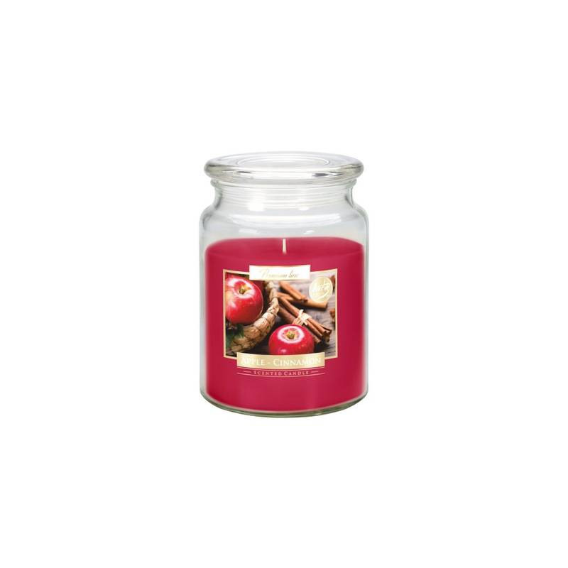 Duża Świeca Zapachowa w Szkle z Wieczkiem Apple-Cinnamon Jabłko-Cynamon
