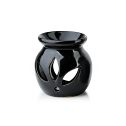 Kominek zapachowy okrągły Ceramiczny Kwiat Czarny  - 1
