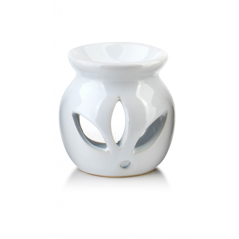 Kominek zapachowy okrągły Ceramiczny Kwiat Biel Mondex - 1