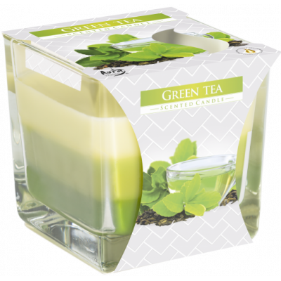 Trójkolorowa Świeca w Szkle Bispol Green Tea | Zielona Herbata  - 1