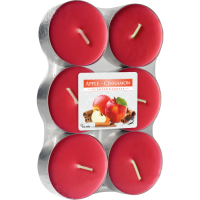 Podgrzewacze Zapachowe Tealight Maxi 6 sztuk Apple Cinnamon | Jabłko Cynamon Bispol - 1