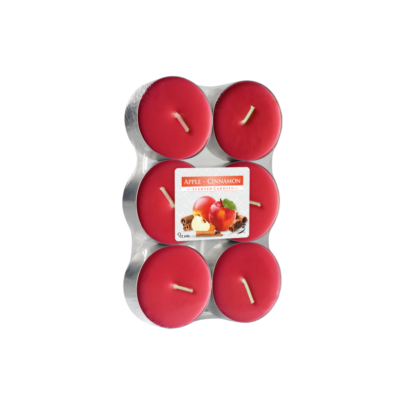 Podgrzewacze Zapachowe Tealight Maxi 6 sztuk Apple Cinnamon | Jabłko Cynamon Bispol - 1