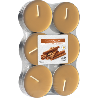 Podgrzewacze Zapachowe Tealight Maxi 6 sztuk Cinnamon | Cynamon Bispol - 1