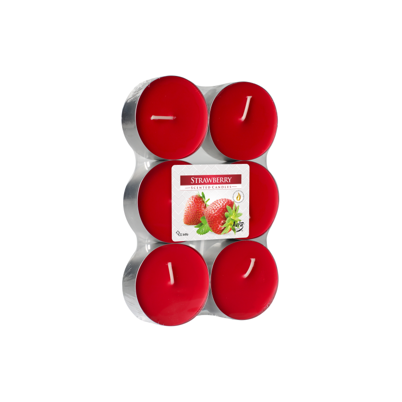 Podgrzewacze Zapachowe Tealight Maxi 6 sztuk Strawberry | Truskawka Bispol - 1