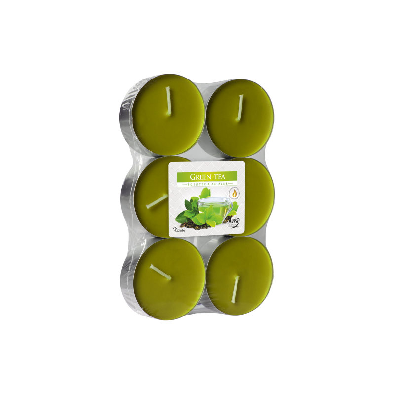 Podgrzewacze Zapachowe Tealight Maxi 6 sztuk Green Tea | Zielona Herbata Bispol - 1