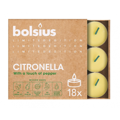 Podgrzewacze Tealight na Komary Citronella Bolsius 18 sztuk Bolsius - 1