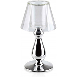 Świecznik Lampion ze szklanym kloszem Mary Srebrny 22,5cm