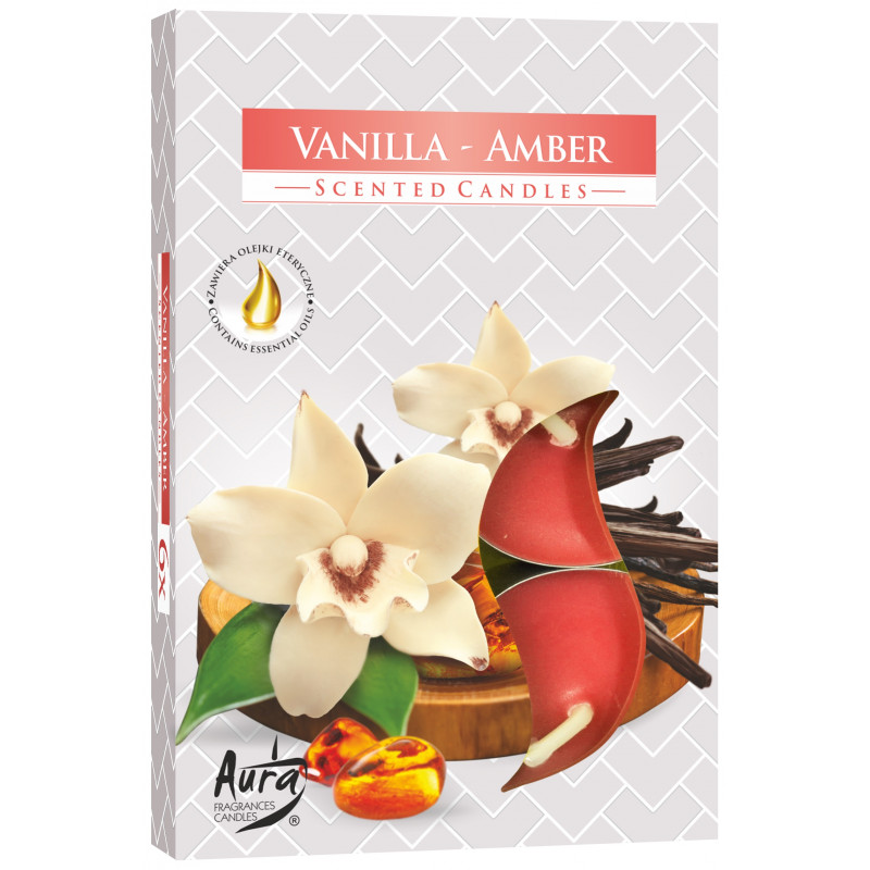 Podgrzewacze zapachowe Bispol Vanilla – Amber (Wanilia – Bursztyn) 6 sztuk P15-355
