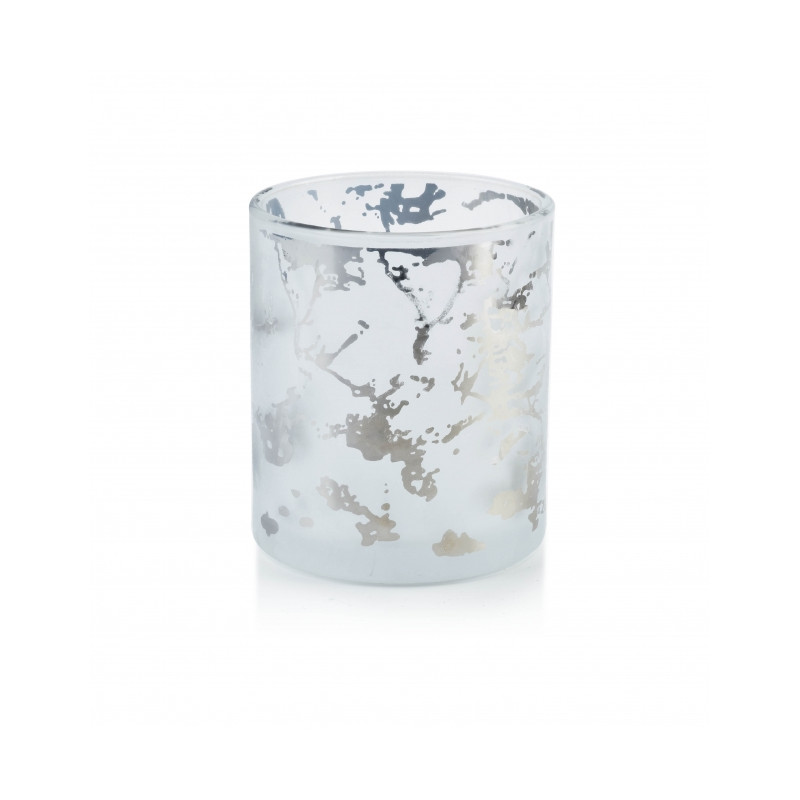 Szklany Świecznik Osłonka Odette Silver na Świeczki Tealight Mondex 8,5x10cm