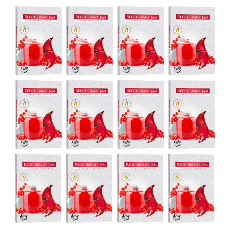Podgrzewacze zapachowe Bispol Redcurrant Jam (Dżem Porzeczkowy) 12 Opakowań x  6 sztuk