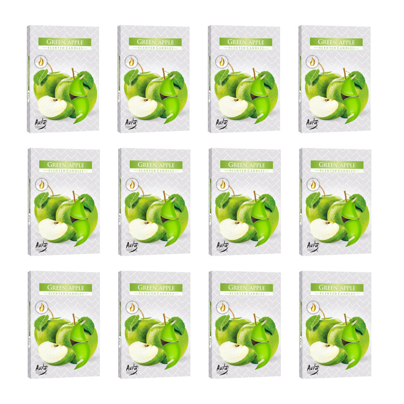 Podgrzewacze zapachowe Bispol Green Apple Zielone Jabłko 12 Opakowań x6 sztuk