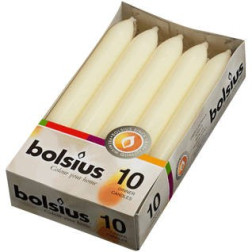 Stolové sviečky Bolsius Torpeda 170/20, 10 kusov ecru