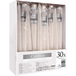 Bispol Candles 7h table candles, 30 pieces, white
