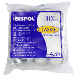 Čajové svíčky Bispol Classic 4,5h 30 kusů