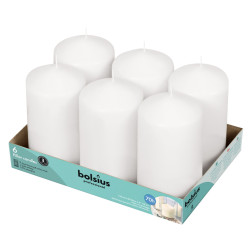 Stĺpové sviečky Bolsius 150/78mm biele, 6 kusov