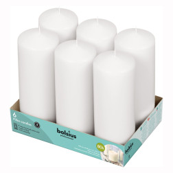 Bolsius pillar candles 200/68mm white, 6 pieces