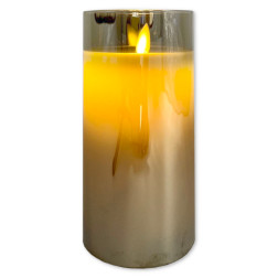 Decorative LED candle, smoked glass, 7.5x15cm, piece