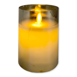 Decorative LED candle, smoked glass, 7.5x10cm, piece