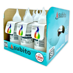 Subito S6 LED candle inserts, 12 pieces, multicolor
