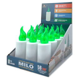 Vložky do sviečok Grande Milo LED, 12 kusov, zelené