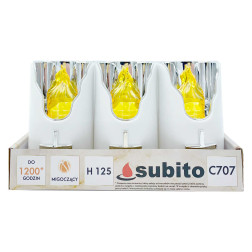 Wkłady do zniczy LED Subito C707 H125 6 sztuk srebrno-żółty