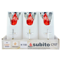 Wkłady do zniczy LED Subito C707 H150 6 sztuk srebrno-czerwony