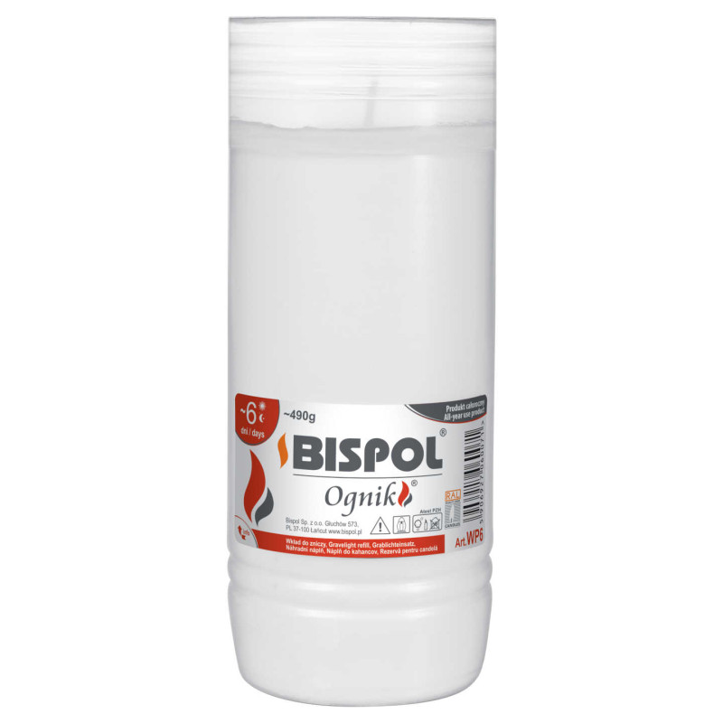 Wkłady do zniczy parafinowe BISPOL WP6 144h 14 sztuk