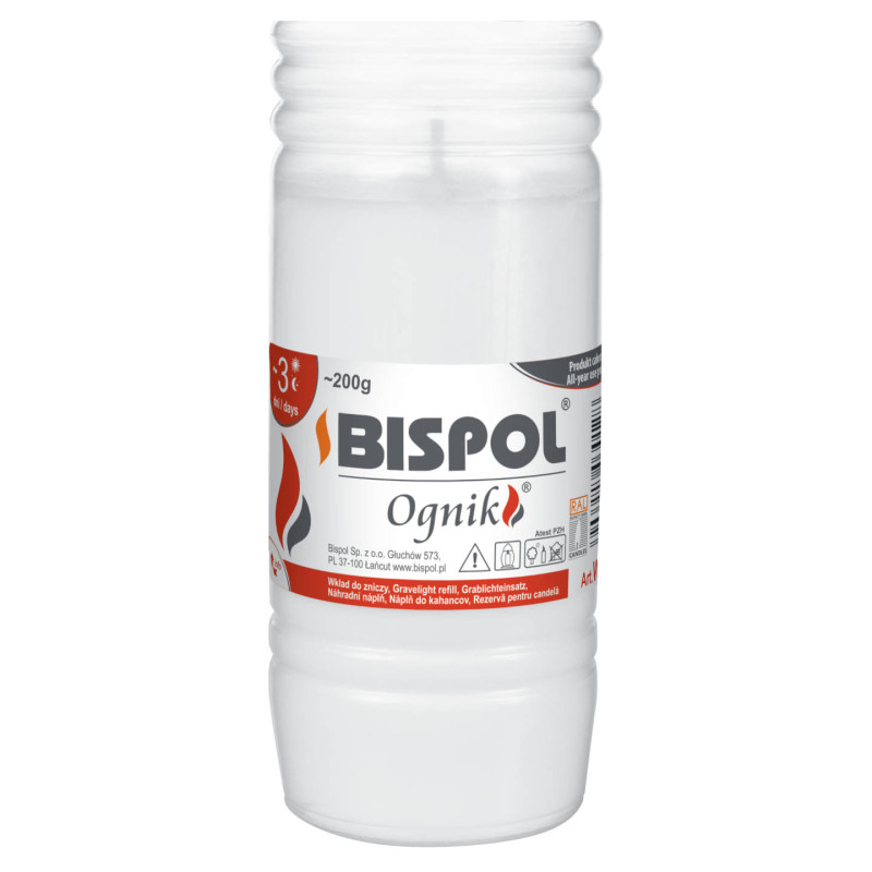 Wkłady do zniczy parafinowe BISPOL WP3 72h 24 sztuki