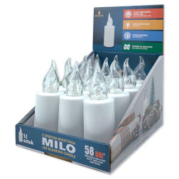 Grande Milo LED-Kerzeneinsätze, 12 Stück, weiß