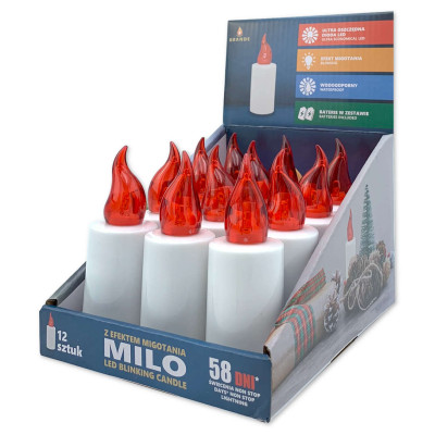 Grande Milo LED candle inserts, 12 pieces, red