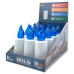 Grande Milo LED candle inserts, 12 pieces, blue