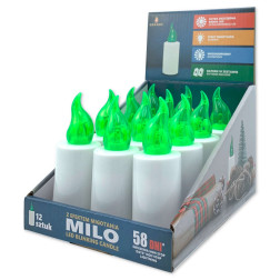 Vložky do svíček Grande Milo LED, 12 kusů, zelené