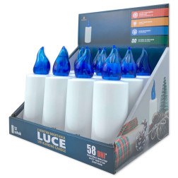 Grande Luce LED candle inserts, 12 pieces, blue