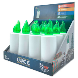 Grande Luce LED candle inserts, 12 pieces, green