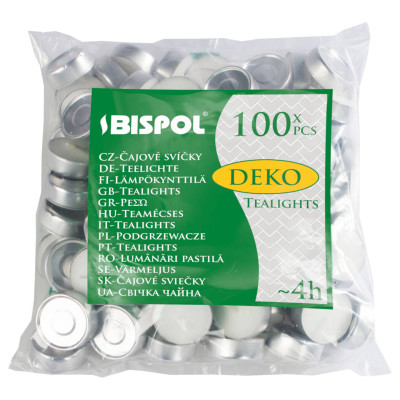Podgrzewacze Tealight Deko Bezzapachowe w Folii 100 sztuk