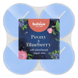 Vonné svíčky Maxi Light Bolsius Pivoňka & Blueberry 8 hodin 8 kusů