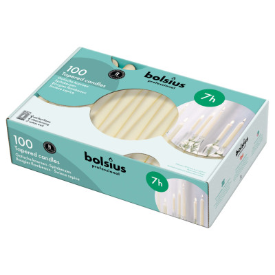 Table candles Bolsius Point 240/23, 100 pieces, ecru