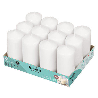 Bolsius pillar candles 120/58mm white, 12 pieces