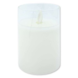 Decorative LED glass candle, white, 7.5x10cm, piece