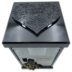 Fermo glass candle, large, black/gold heart, 1 piece