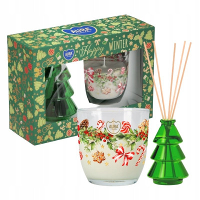 BISPOL Aura Geschenkset ADC-002-467 (Joyful Winter) Kerze + Diffusor