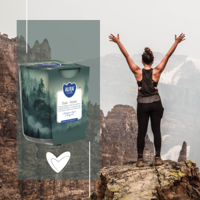 BISPOL Aura Duftkerze sn72s-58 (Eiche & Moos) ~22h 2