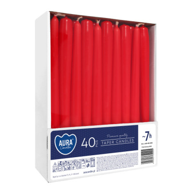 Bispol Candles Aura 7h 40 pieces, red