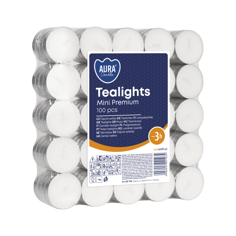 Podgrzewacze tealight Bispol Premium 3h 100 sztuk pf8-100s