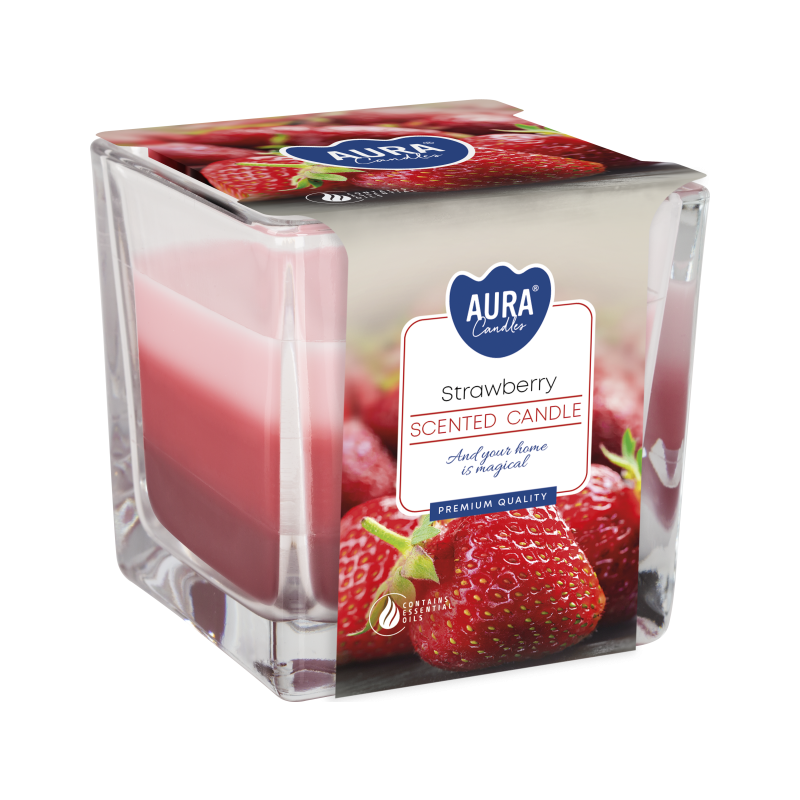 BISPOL Aura Duftkerze snk80-73 (Erdbeere) ~32h