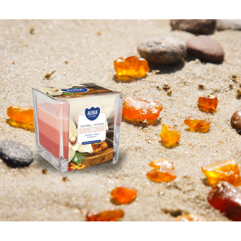 BISPOL Aura Duftkerze snk80-355 (Vanille & Amber) ~32h